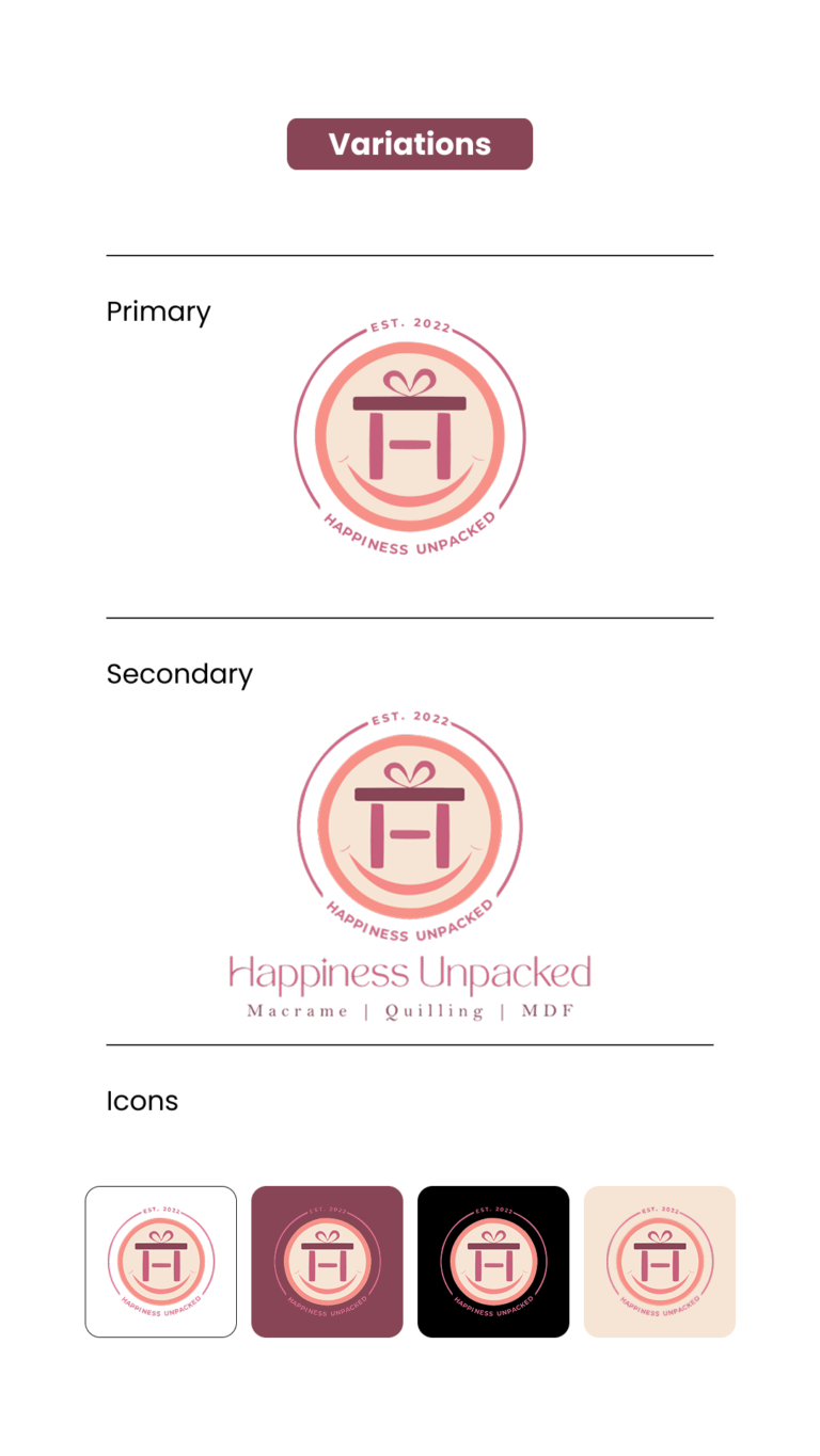Happiness Unpacked Logo Variations