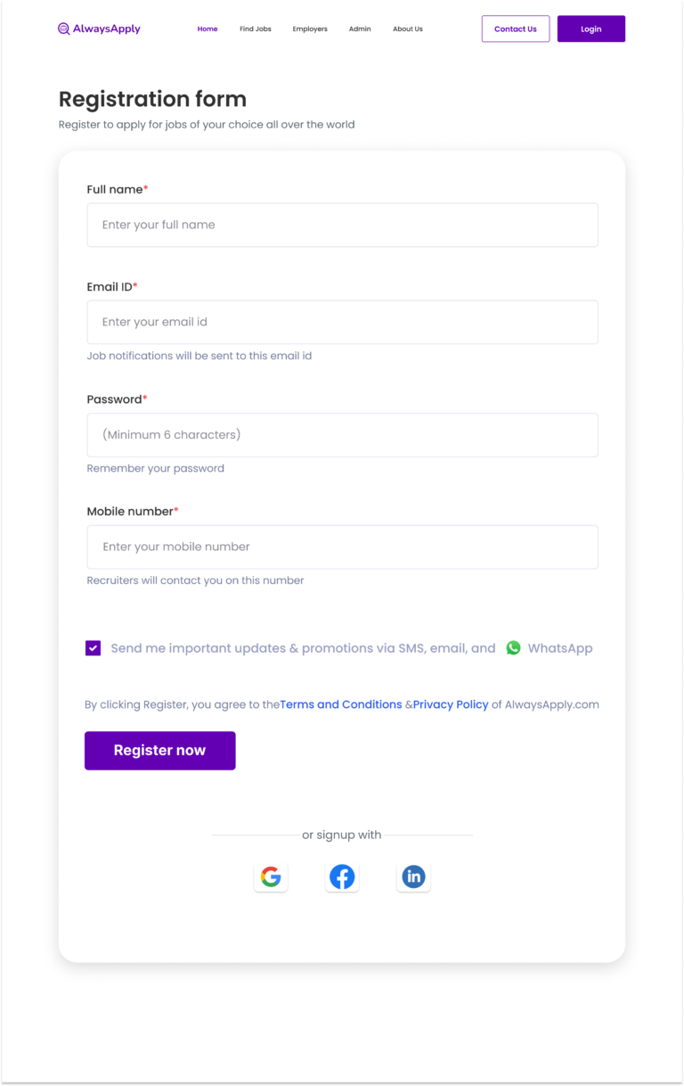 Registration Page